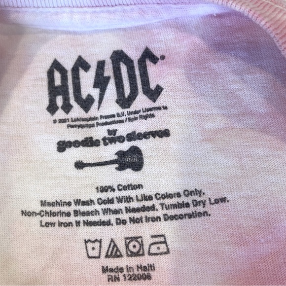 AC/DC Tie Dye Cropped Graphic Tee L - Picture 4 of 10